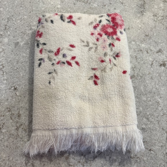 CANNON Other - Vintage MCM Cannon Monticello Pink Florals Fringe BATH TOWEL Retro